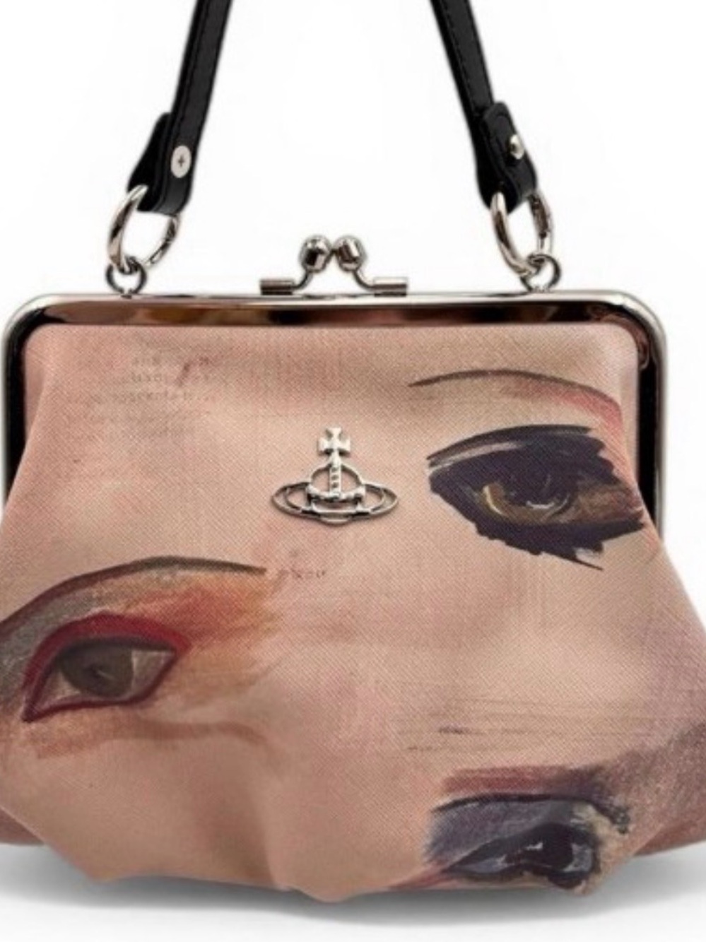 Vivienne Westwood Beige Multi-Eye Frame Clutch with Black Strap